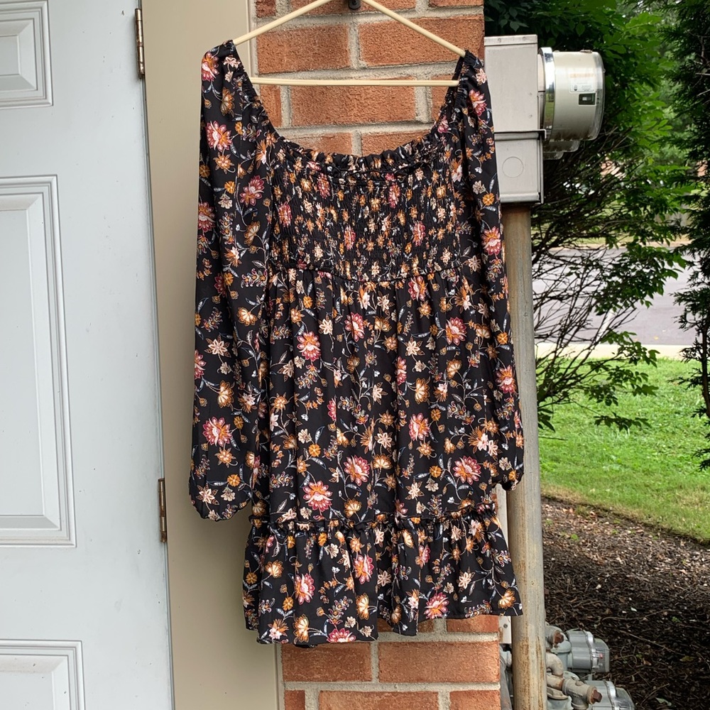 Floral pattern long sleeve dress